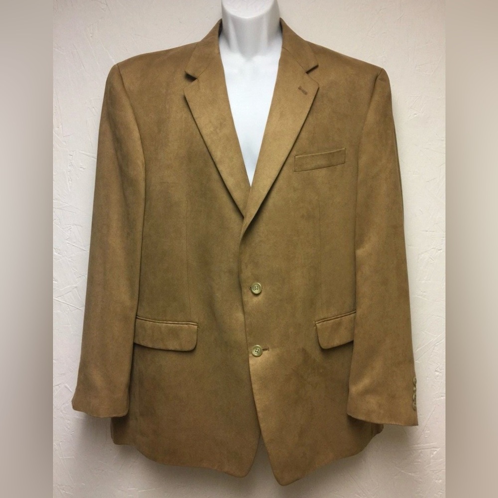 Polyester sport coat, Chaps by Ralph Lauren, faux suede blazer